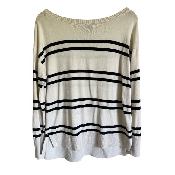 Banana Republic Factory Forever Sweater Size Medium Black Cream Crewneck Pullove - Picture 1 of 6